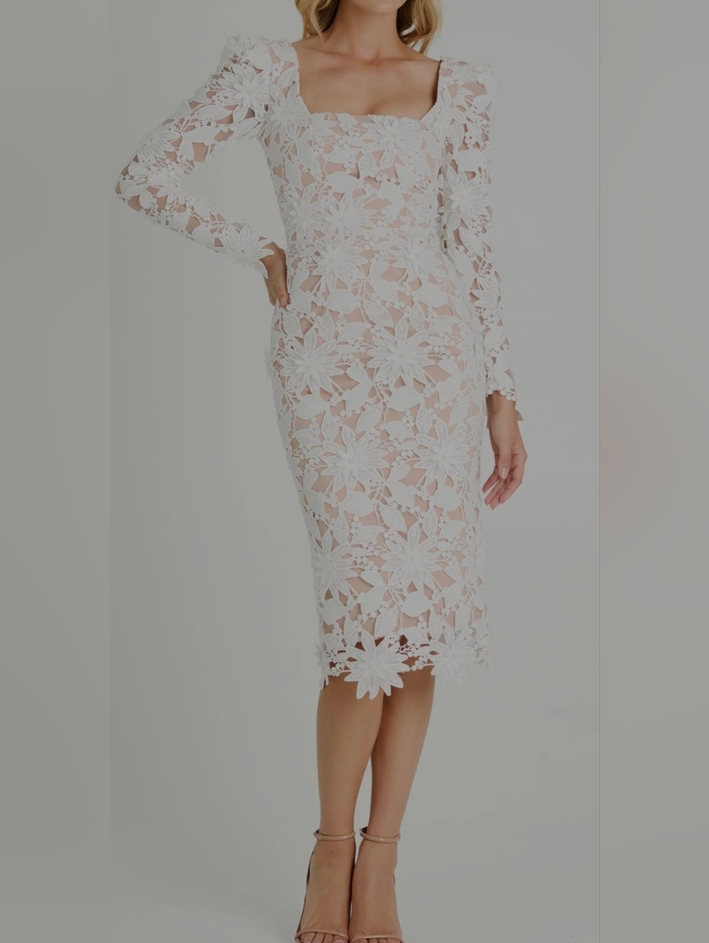 HELSI OLGA SQUARE NECK LONG SLEEVE MIDI DRESS XL Sold Out